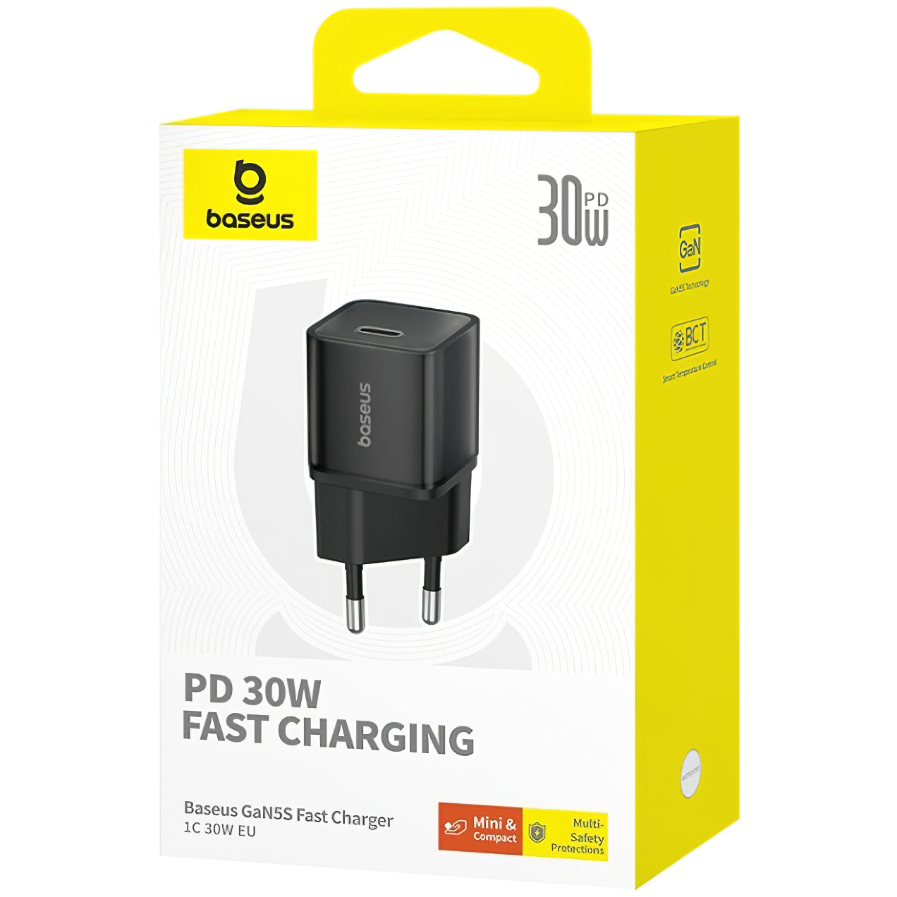 Carregador de rede GaN5S Baseus GaN5S, 30W, 3A, 1 x USB-C, preto P10162504113-00 