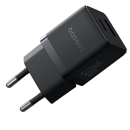Carregador de Rede Baseus Palm, 20W, 3A, 1 x USB-A - 1 x USB-C, Preto P10111608113-00