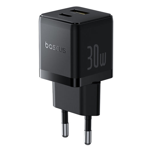 Carregador de Rede Baseus Palm, 30W, 3A, 1 x USB-A - 1 x USB-C, Preto P1011160A113-00