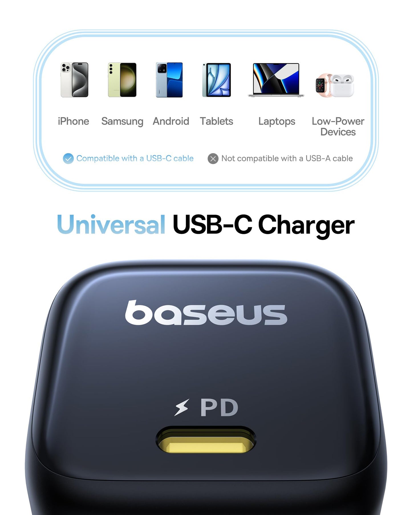 Carregador de Rede Baseus PicoGo, 45W, 3A, 1 x USB-C, Preto P10176800123-00
