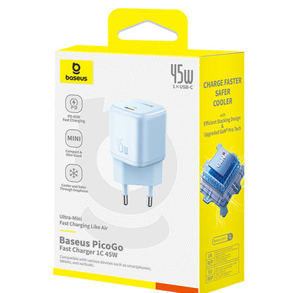 Carregador de Rede Baseus PicoGo, 45W, 3A, 1 x USB-C, Azul P10176800313-00