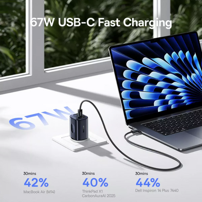 Carregador de Rede Baseus PicoGo AE11, 67W, 1 x USB-A - 2 x USB-C, Preto E0121200