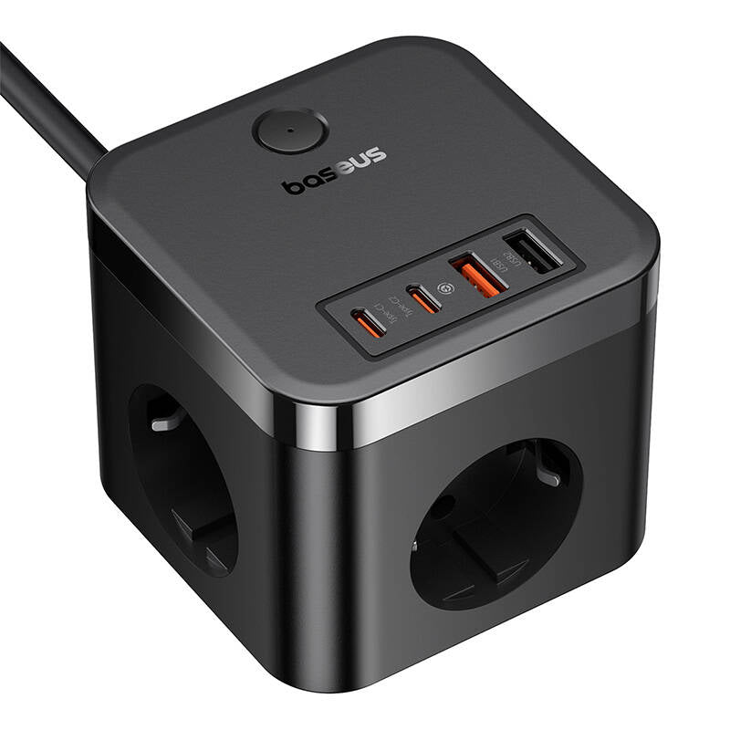 Carregador de rede Baseus PowerCombo Cube, 30W, 3A, 2 x USB-A - 2 x USB-C - 3 x Schuko, preto E00066400117-00 