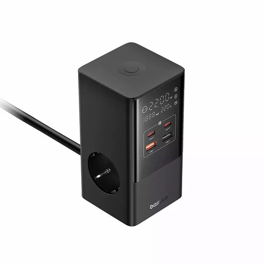 Carregador de Rede Baseus PowerCombo, 35W, 5A, 2 x USB-A - 2 x USB-C - 3 x Schuko, Preto, Reembalado E00023606113-00