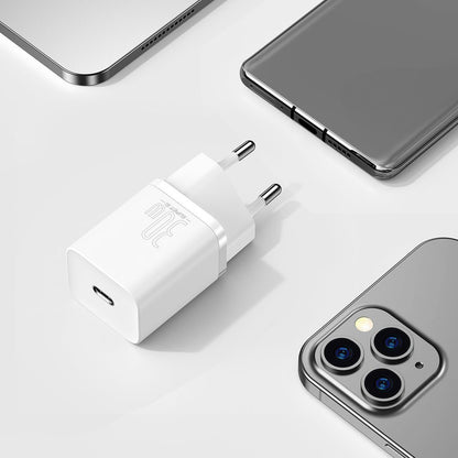 Carregador de rede Baseus Super Si 1C, 30W, 3A, 1 x USB-C, branco CCSUP-J02 