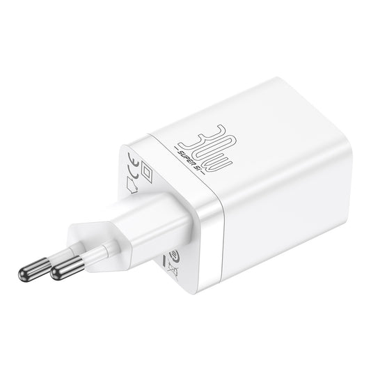 Carregador de rede Baseus Super Si Pro, 30W, 3A, 1 x USB-A - 1 x USB-C, branco CCSUPP-E02