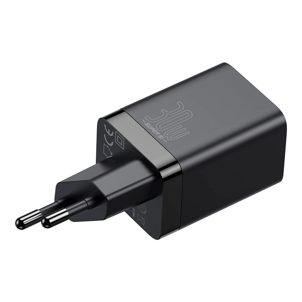 Carregador de rede Baseus Super Si Pro, 30W, 3A, 1 x USB-A - 1 x USB-C, preto CCSUPP-E01