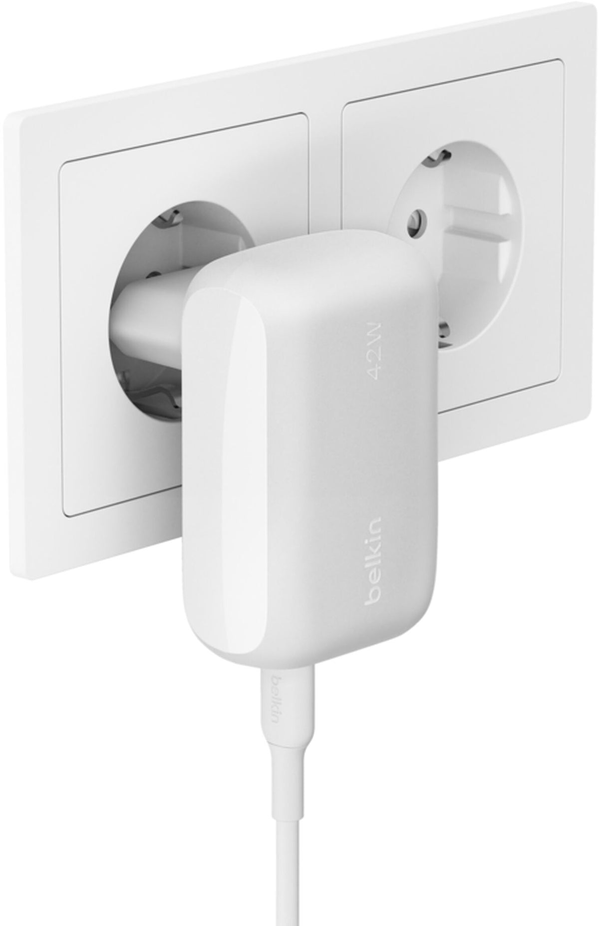 Carregador de Rede Belkin BoostCharge Dual, 42W, 3A, 1 x USB-A - 1 x USB-C, Branco WCB009vfWH