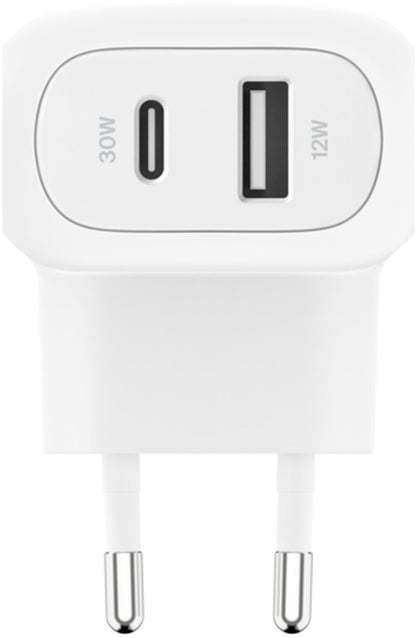 Carregador de Rede Belkin BoostCharge Dual, 42W, 3A, 1 x USB-A - 1 x USB-C, Branco WCB009vfWH