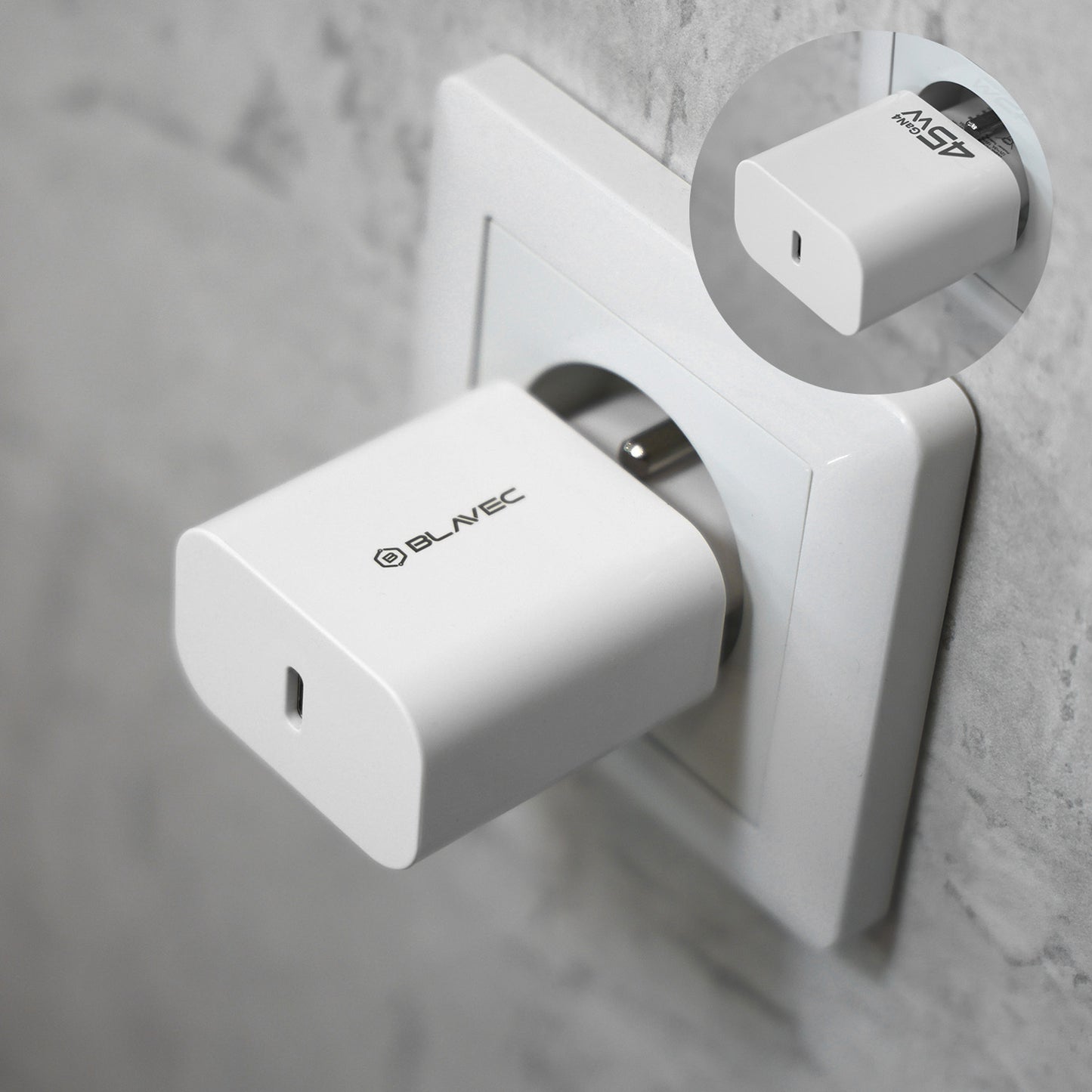 Carregador de Rede Blavec BC-7, 45W, 3A, 1 x USB-C, Branco