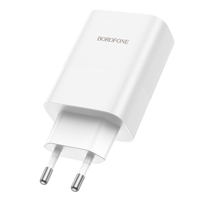 Carregador de rede Borofone BN10, 65W, 5A, 1 x USB-A - 1 x USB-C, branco 