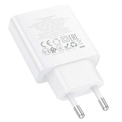 Carregador de rede Borofone BN25 Wish, 30W, 3A, 1 x USB-A - 1 x USB-C, branco 