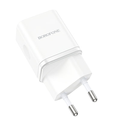 Carregador de rede Borofone BN7, 20W, 3A, 1 x USB-A - 1 x USB-C, branco 