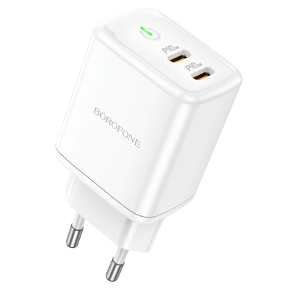 Carregador de rede Borofone BN9, 35W, 3A, 2 x USB-C, branco 