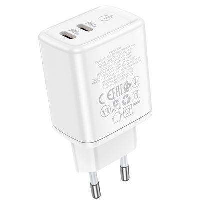 Carregador de rede Borofone BN9, 35W, 3A, 2 x USB-C, branco 