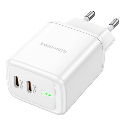 Carregador de rede Borofone BN9, 35W, 3A, 2 x USB-C, branco 