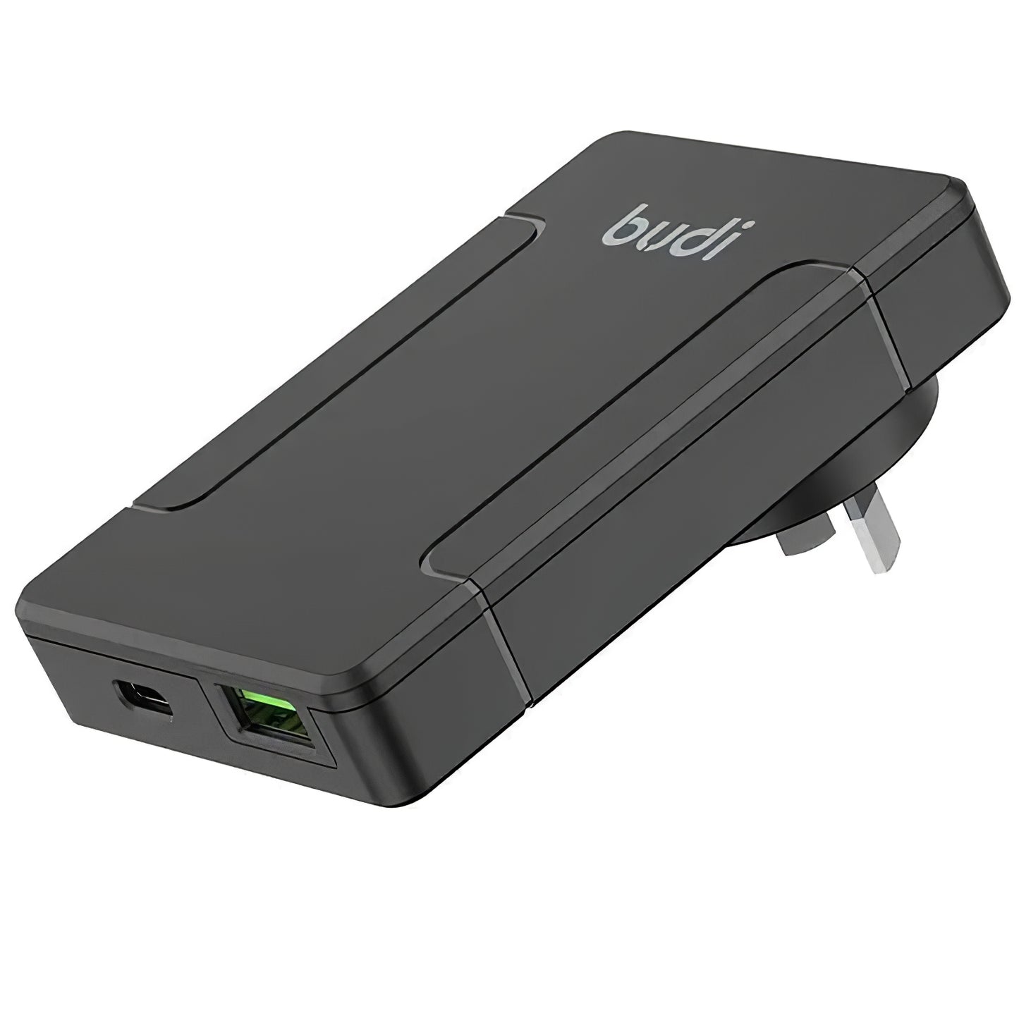 Carregador de rede Budi, 65W, 3A, 1 x USB-A - 1 x USB-C, preto, recondicionado 