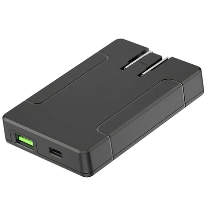 Carregador de rede Budi, 65W, 3A, 1 x USB-A - 1 x USB-C, preto