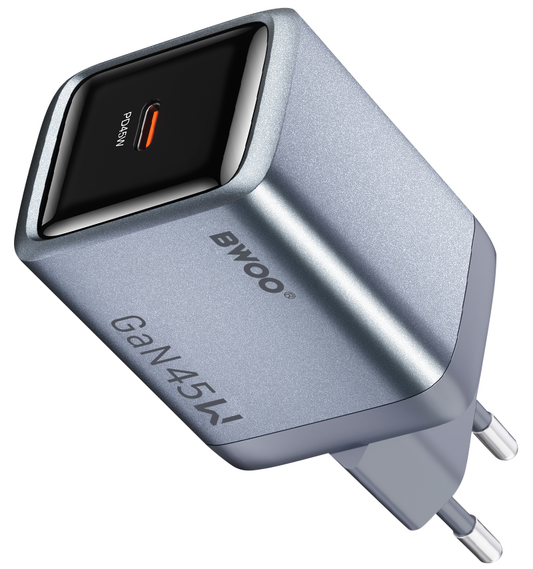 BWOO BO-CDA238 Network Charger, 45W, 3A, 1 x USB-C, Gray