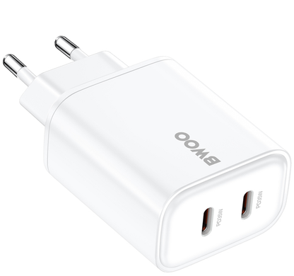 BWOO CDA206 Network Charger, 35W, 3A, 2 x USB-C, White