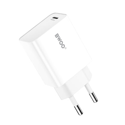 Carregador de Rede BWOO CDA226, 20W, 3A, 1 x USB-C, Branco