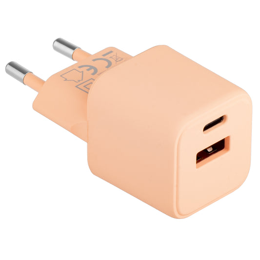 Carregador de rede Colourum CLS30-AC-14, 30W, 3A, 1 x USB-A - 1 x USB-C, cor de laranja