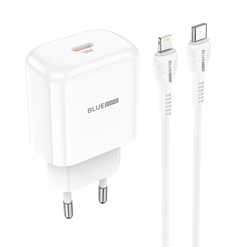 Carregador de rede BLUE Power BBN3 com cabo Lightning, 20W, 3A, 1 x USB-C, branco