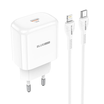 Carregador de rede BLUE Power BBN3 com cabo Lightning, 20W, 3A, 1 x USB-C, branco