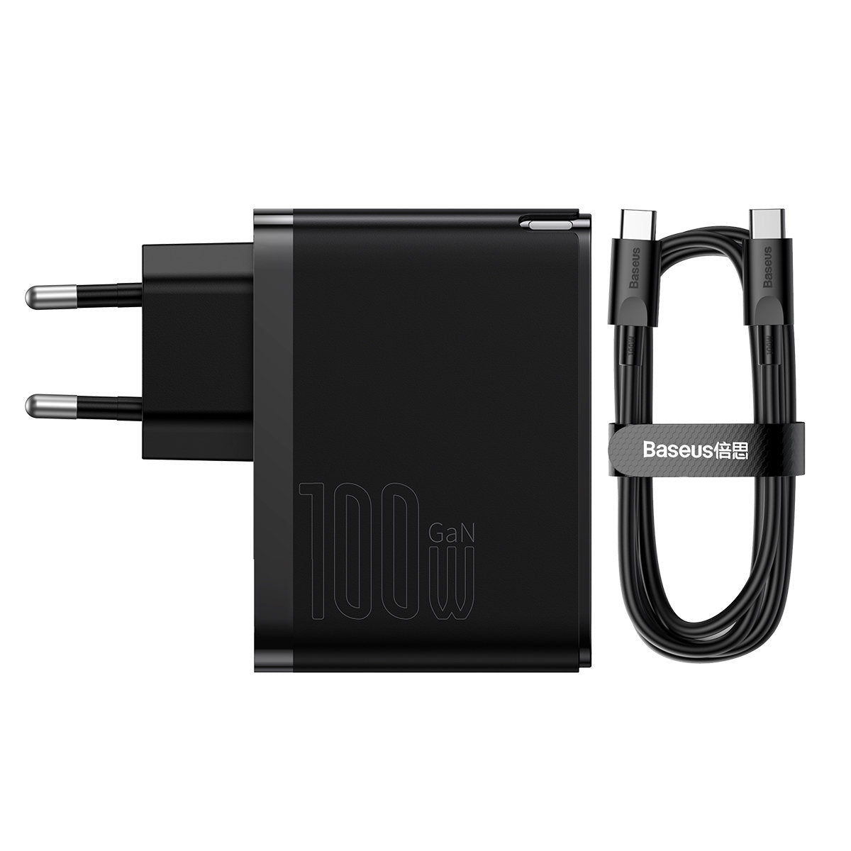 Carregador de Rede com Cabo USB-C Baseus GaN5 Pro, 100W, 3A, 1 x USB-A - 1 x USB-C, Preto CCGP090201