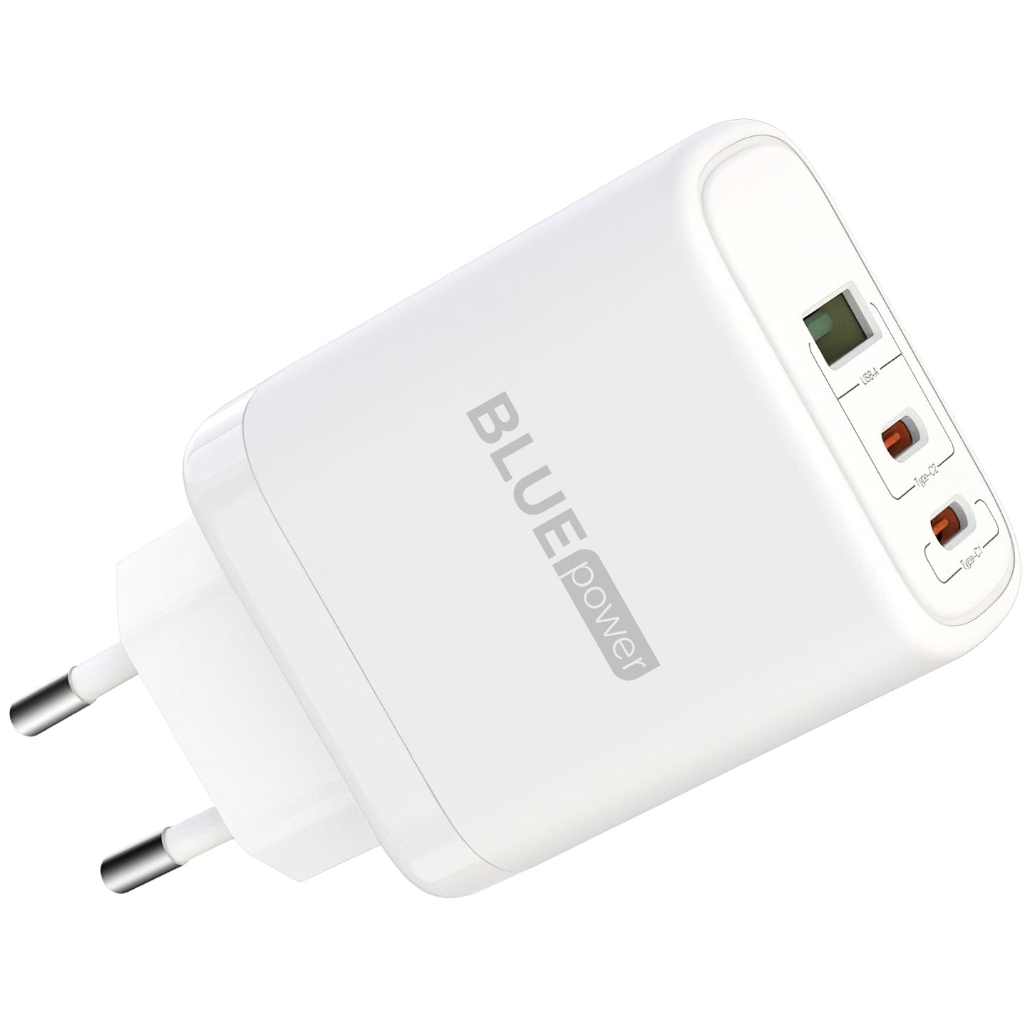 Carregador de rede com cabo USB-C BLUE Power BPCE04, 65 W, 3,25 A, 1 x USB-A - 2 x USB-C, branco