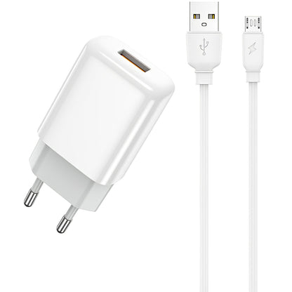 Carregador de rede Prestico F7S com cabo microUSB, 12 W, 2,4 A, 1 x USB-A, branco 