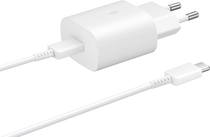 Carregador de rede USB-C da Samsung com cabo USB-C, 25 W, 3 A, 1 x USB-C, branco EP-TA800XWEGWWW