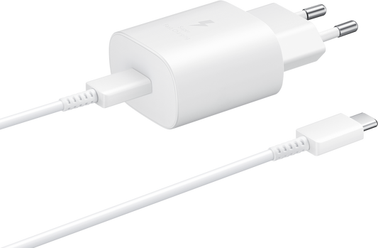 Carregador de rede USB-C da Samsung com cabo USB-C, 25 W, 3 A, 1 x USB-C, branco EP-TA800XWEGWWW