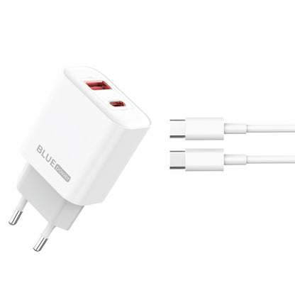 Carregador de rede com cabo USB-C Blue Power BPCE12C BPCE12C, 20W, 3A, 1 x USB-A - 1 x USB-C, branco 