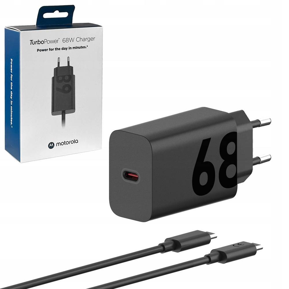 Carregador de rede com cabo USB-C Motorola, 68 W, 6,2 A, 1 x USB-C, preto PG38C06281 