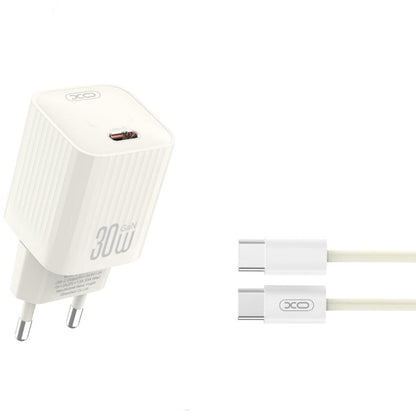 Carregador de Rede com Cabo USB-C XO Design L148, 30W, 3A, 1 x USB-C, Bege