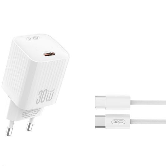 Carregador de Rede com Cabo USB-C XO Design L148, 30W, 3A, 1 x USB-C, Branco