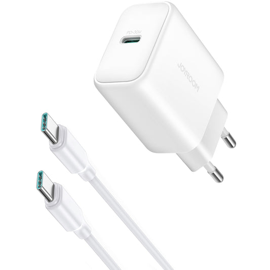 Carregador de Rede com Cabo USB-C Joyroom JR-TCF24, 30W, 3A, 1 x USB-C, Branco