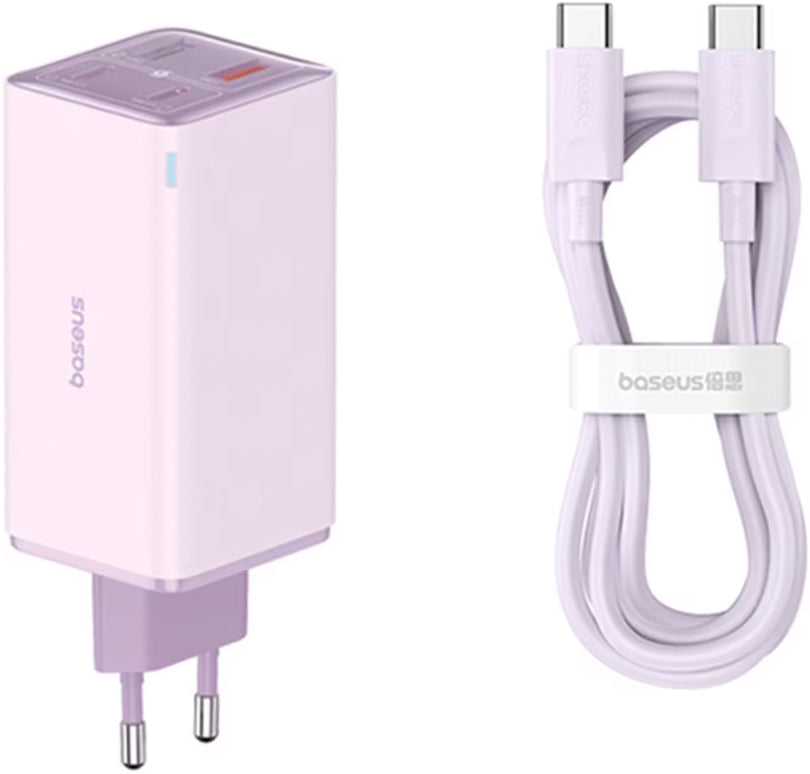 Carregador de Rede com Cabo USB-C Baseus GaN6 Pro, 100W, 3.25A, 2 x USB-A - 2 x USB-C, Roxo P10162705532-00