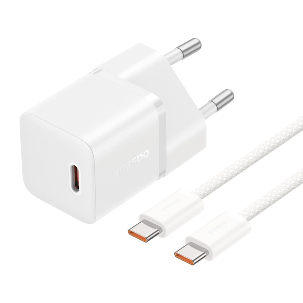 Carregador de Rede com Cabo USB-C Baseus GaN5, 20W, 3A, 1 x USB-C, Branco P10110900213-01