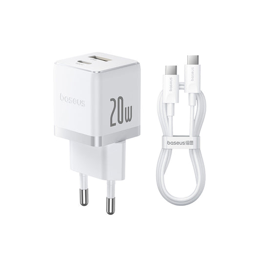 Carregador de Rede com Cabo USB-C Baseus Palm, 20W, 3A, 1 x USB-A - 1 x USB-C, Branco P10111608213-01