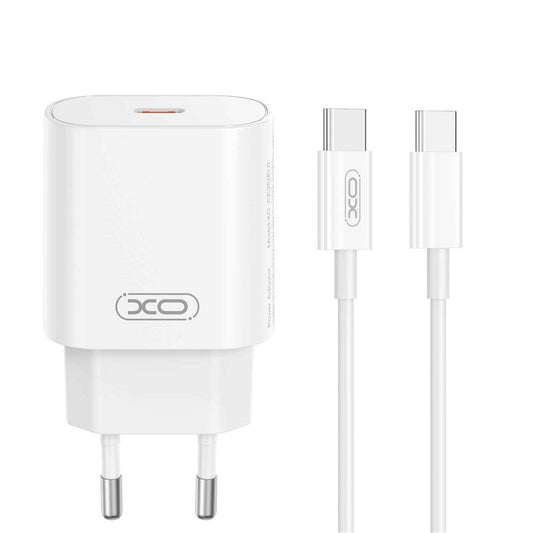 Carregador de Rede com Cabo USB-C XO Design CE25, 25W, 3A, 1 x USB-C, Branco