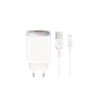 Carregador de Rede com Cabo Lightning XO Design CE19, 18W, 3A, 1 x USB-A, Branco