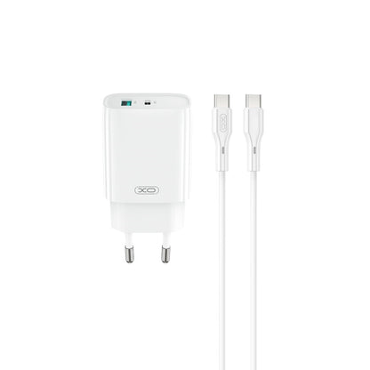 Carregador de Rede com Cabo USB-C XO Design CE29, 20W, 3A, 1 x USB-A - 1 x USB-C, Branco