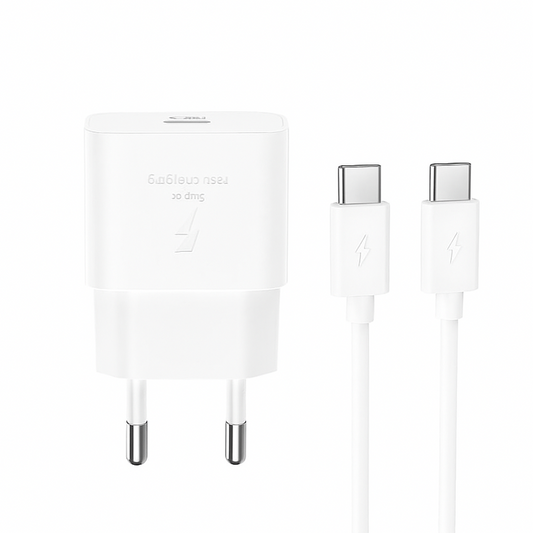 Carregador de Rede com Cabo USB-C XO Design L167, 25W, 3A, 1 x USB-C, Branco