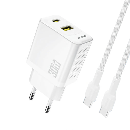 Network Charger with USB-C Cable Dudao A27TCEU, 30W, 1 x USB-A - 1 x USB-C, White
