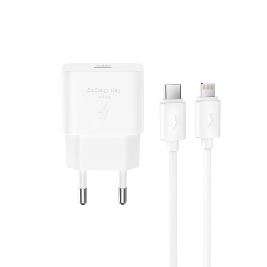Carregador de Rede com Cabo Lightning XO Design L167, 25W, 3A, 1 x USB-C, Branco