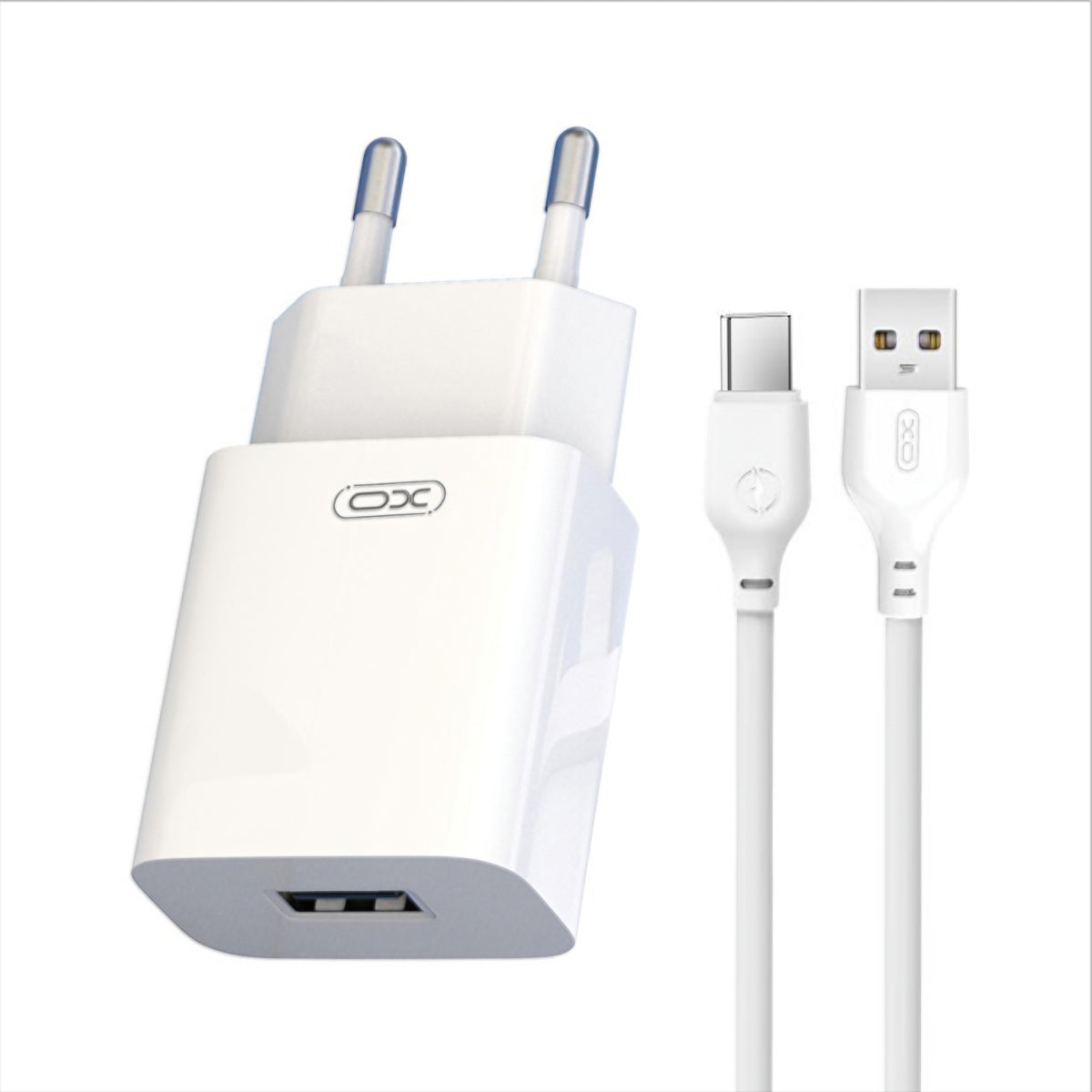 Carregador de Rede com Cabo USB-C XO Design L99, 12W, 2.4A, 1 x USB-A, Branco