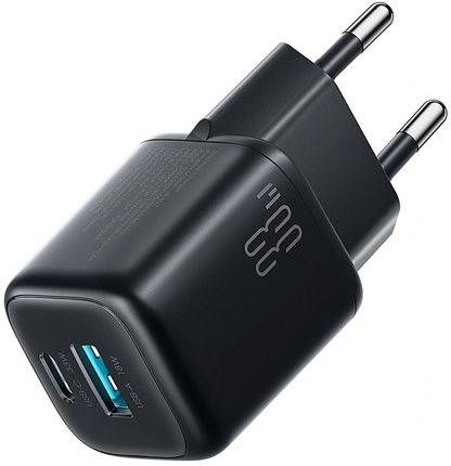 Carregador de Rede com Cabo USB-C Joyroom JR-TG7, 33W, 3A, 1 x USB-A - 1 x USB-C, Preto