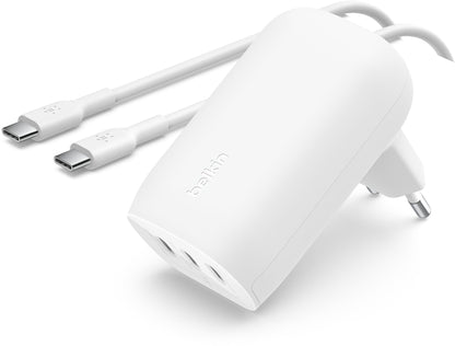 Carregador de Rede com Cabo USB-C Belkin BoostCharge, 67W, 3A, 3 x USB-C, Branco WCC002vf2MWH-B6